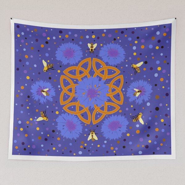 Item preview, Celtic Bachelor Buttons & Bees designed and sold by Adair Sullivan.