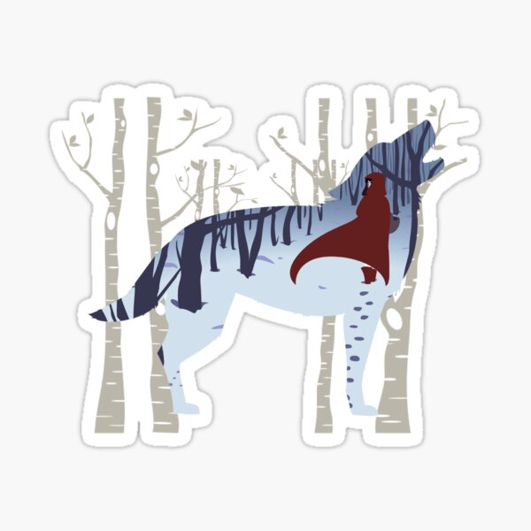 riding hood and the big bad wolf Sticker