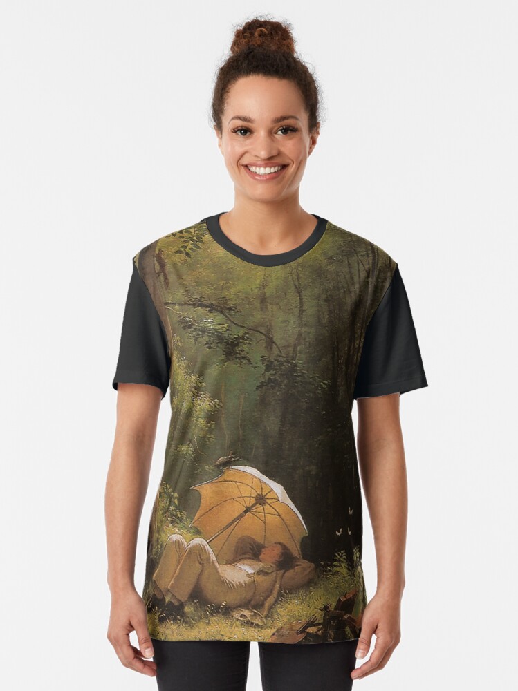 Alternate view of The Artist.. circa 1850..Carl Spitzweg Graphic T-Shirt