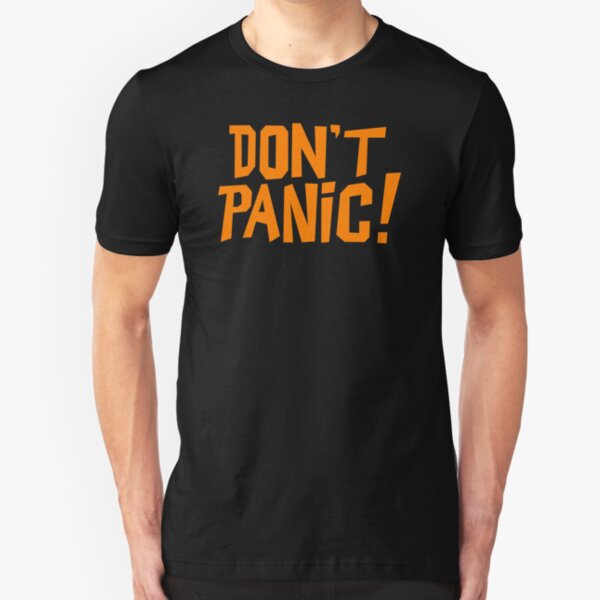 NDVH Don't Panic - Orange 1 H2G2 Slim Fit T-Shirt