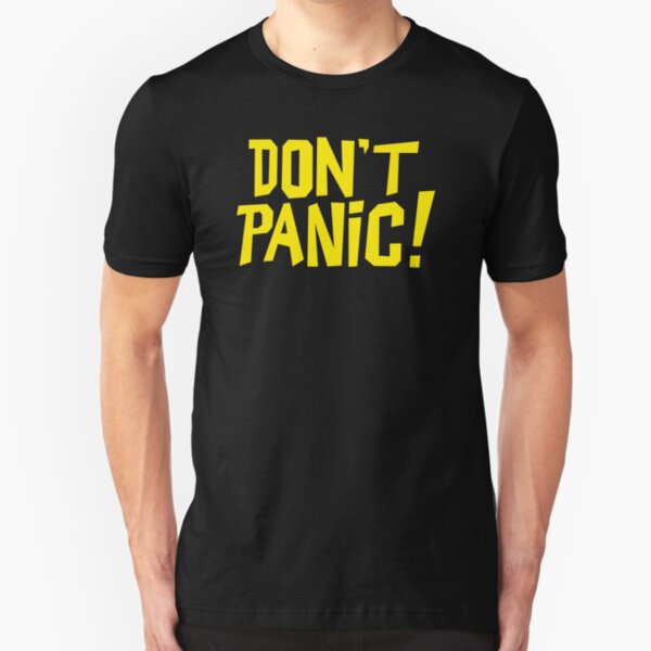 NDVH Don't Panic - Yellow 1 H2G2 Slim Fit T-Shirt