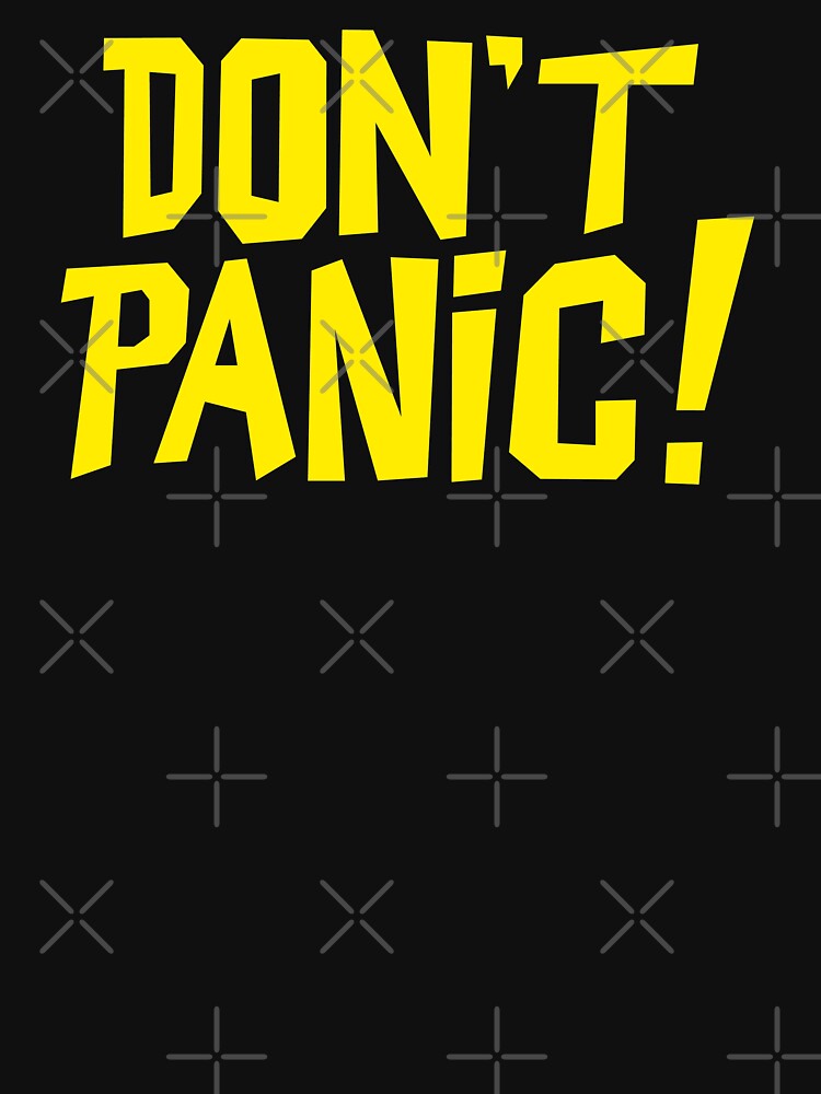 Thumbnail 7 of 7, Essential T-Shirt, NDVH Don't Panic - Yellow 1 H2G2 designed and sold by nikhorne.