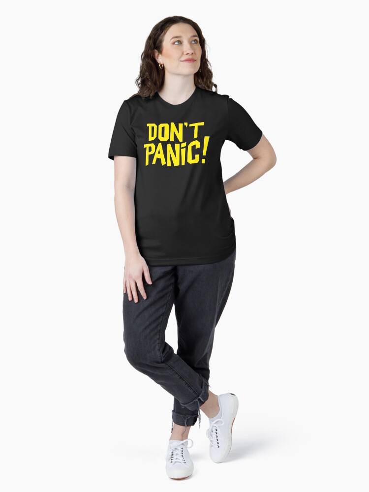 Thumbnail 4 of 7, Essential T-Shirt, NDVH Don't Panic - Yellow 1 H2G2 designed and sold by nikhorne.