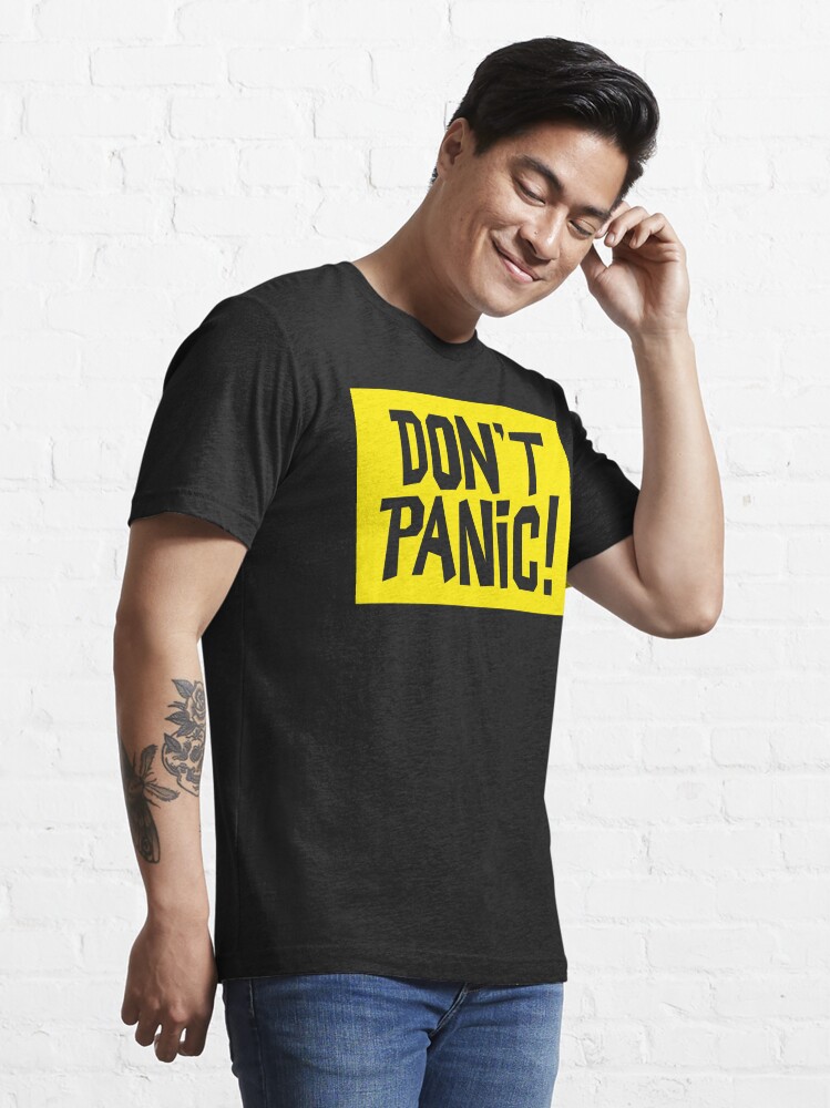 Essential T-Shirt, NDVH Don't Panic - Yellow 2 H2G2 designed and sold by nikhorne