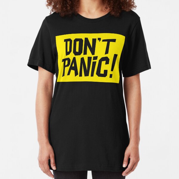 NDVH Don't Panic - Yellow 2 H2G2 Slim Fit T-Shirt
