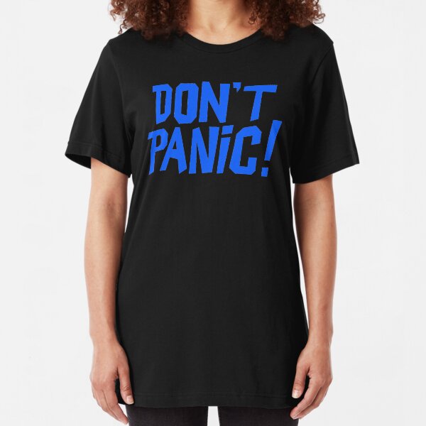 NDVH Don't Panic - Blue 1 H2G2 Slim Fit T-Shirt