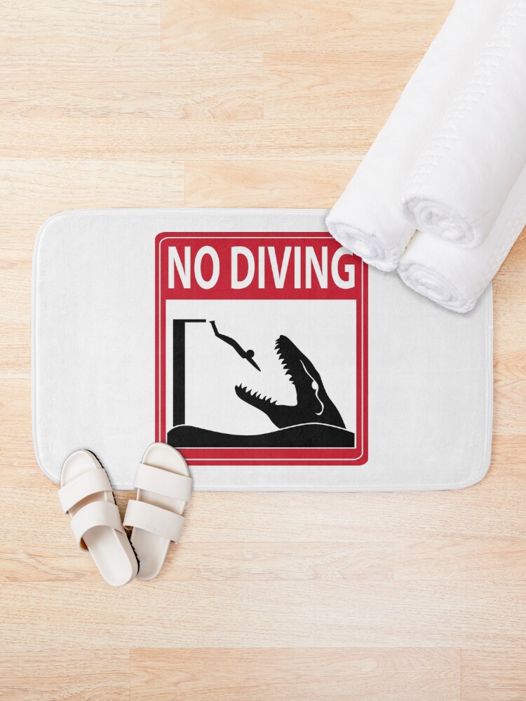 Alternate view of No Diving - Mosasaurus Warning Bath Mat