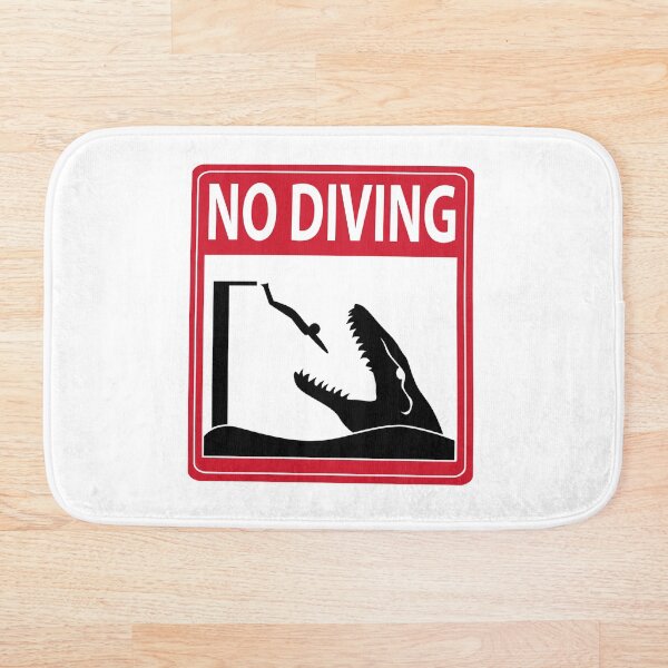 No Diving - Mosasaurus Warning Bath Mat