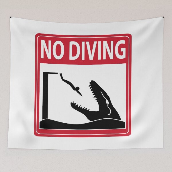 Item preview, No Diving - Mosasaurus Warning designed and sold by TheKohakuDragon.