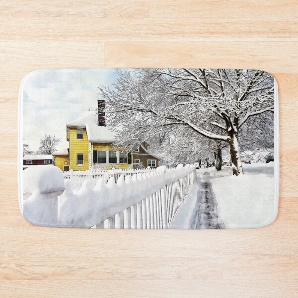 Item preview, Yellow House with Snow Covered Picket Fence designed and sold by Susan Savad.