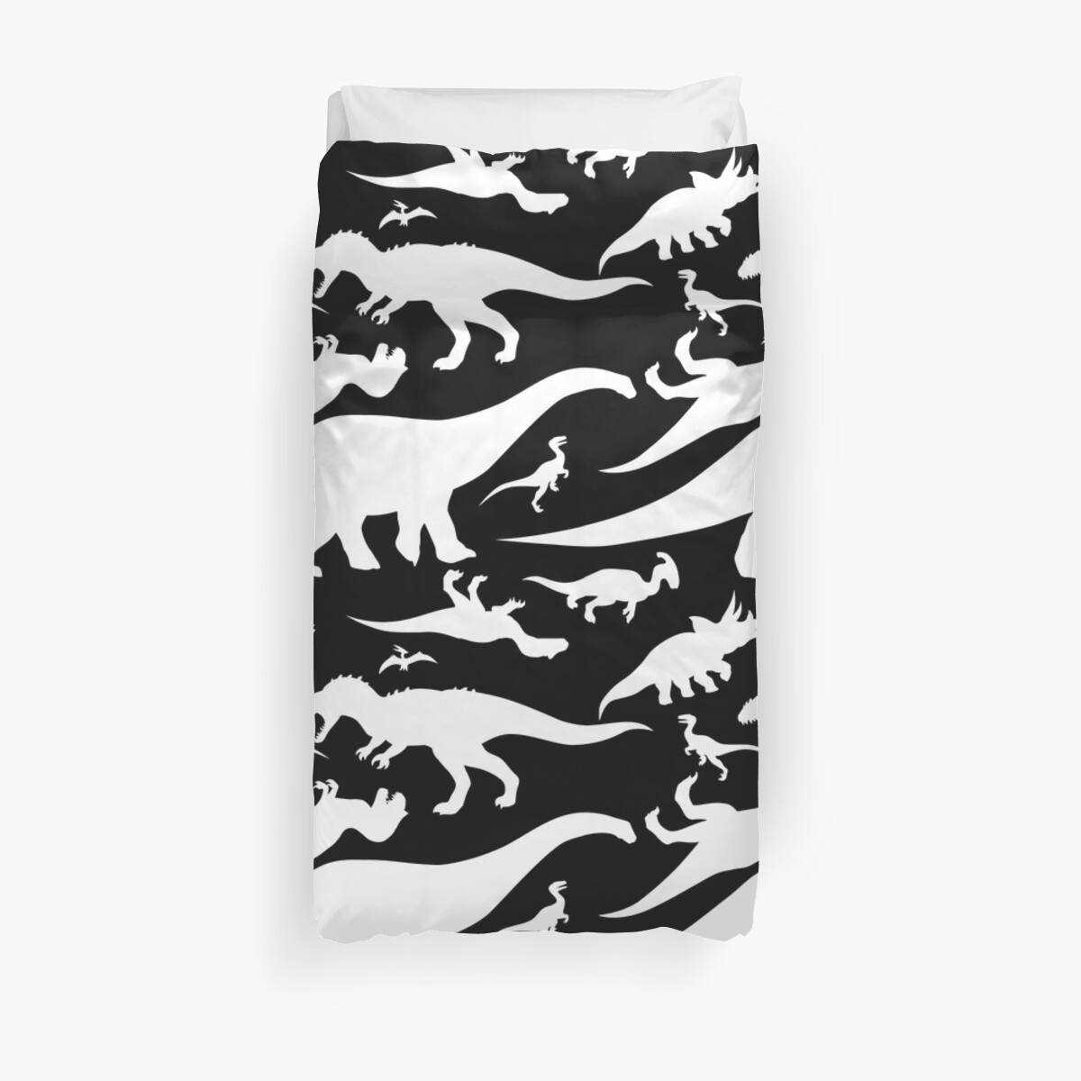 "Black and White Dinosaur Pattern" Duvet Cover by thekohakudragon