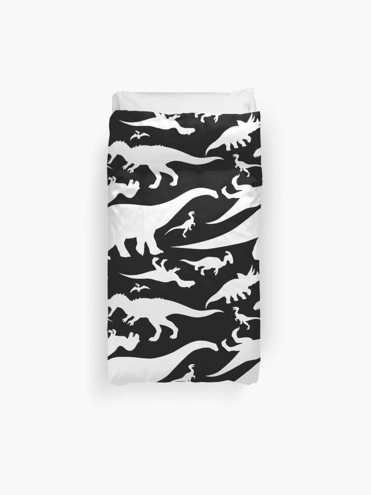 Housse De Couette Modele De Dinosaure Noir Et Blanc Par Thekohakudragon Redbubble