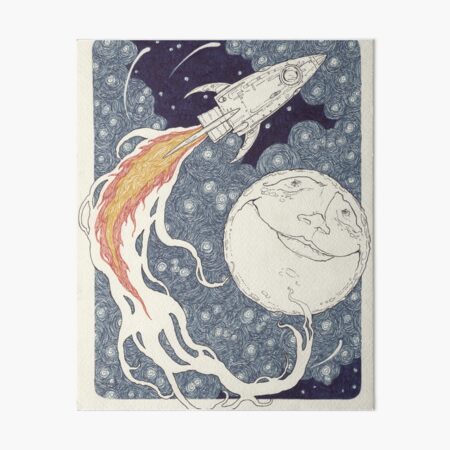 spaceship and moon Art Board Print