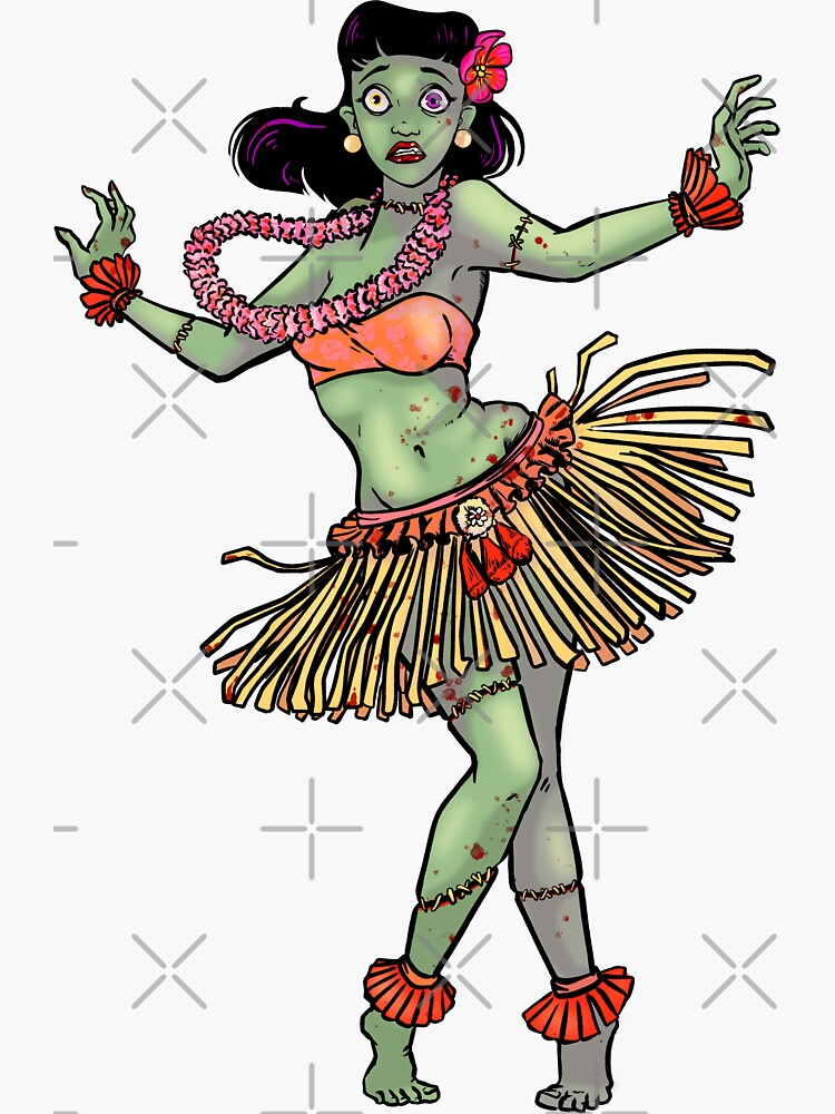 Thumbnail 3 of 3, Sticker, Hula of the Undead designed and sold by HollyPierson.