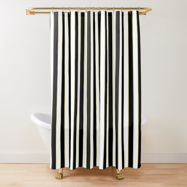 black white gold shower curtain