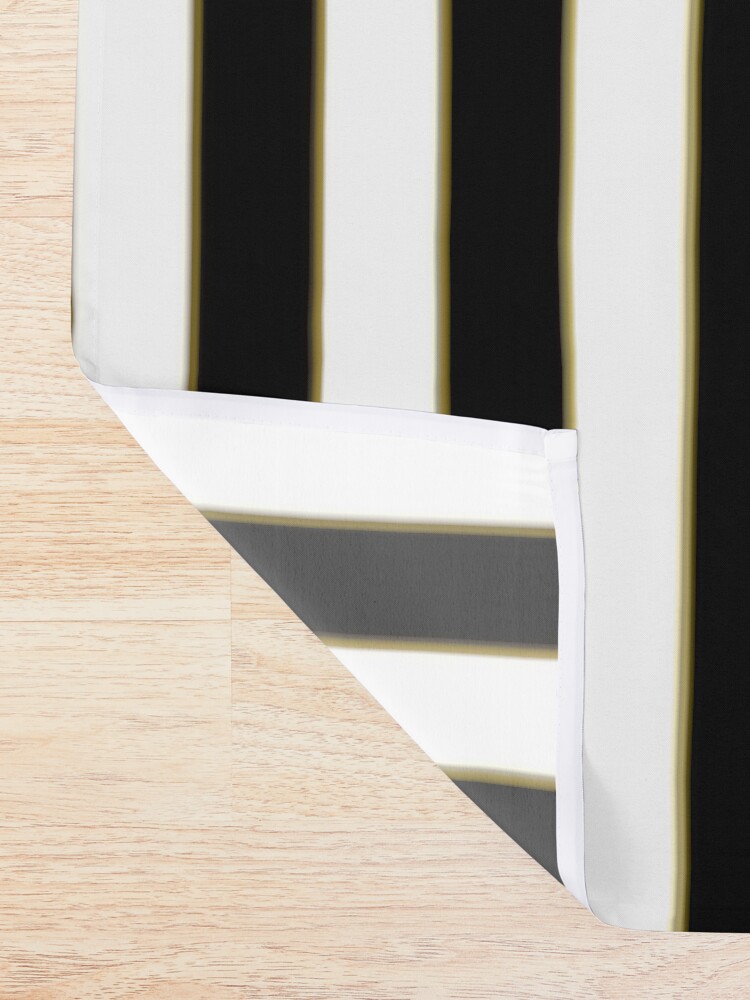 Alternate view of Vintage Art Deco Gold Black and White Pin Stripes Shower Curtain