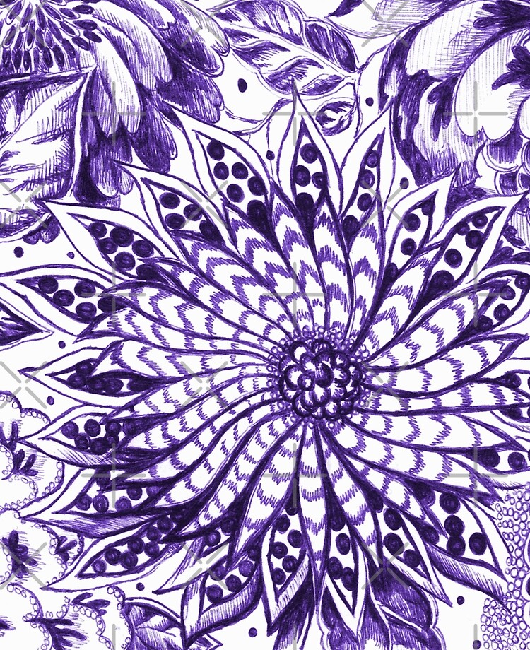 Purple Violet Pinwheel Flower Magic Garden Ink Drawing Ipad Case Skin By Michelebuttons Redbubble