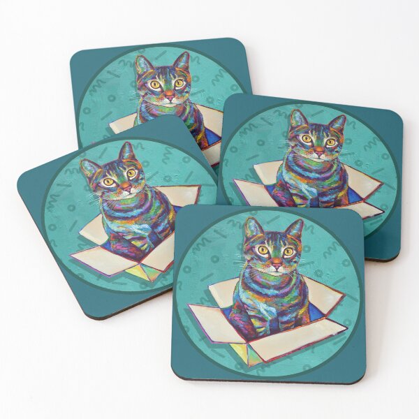 Item preview, Arwen the Cosmic Cat in a Box on Teal by Robert Phelps designed and sold by RobertPhelpsArt.