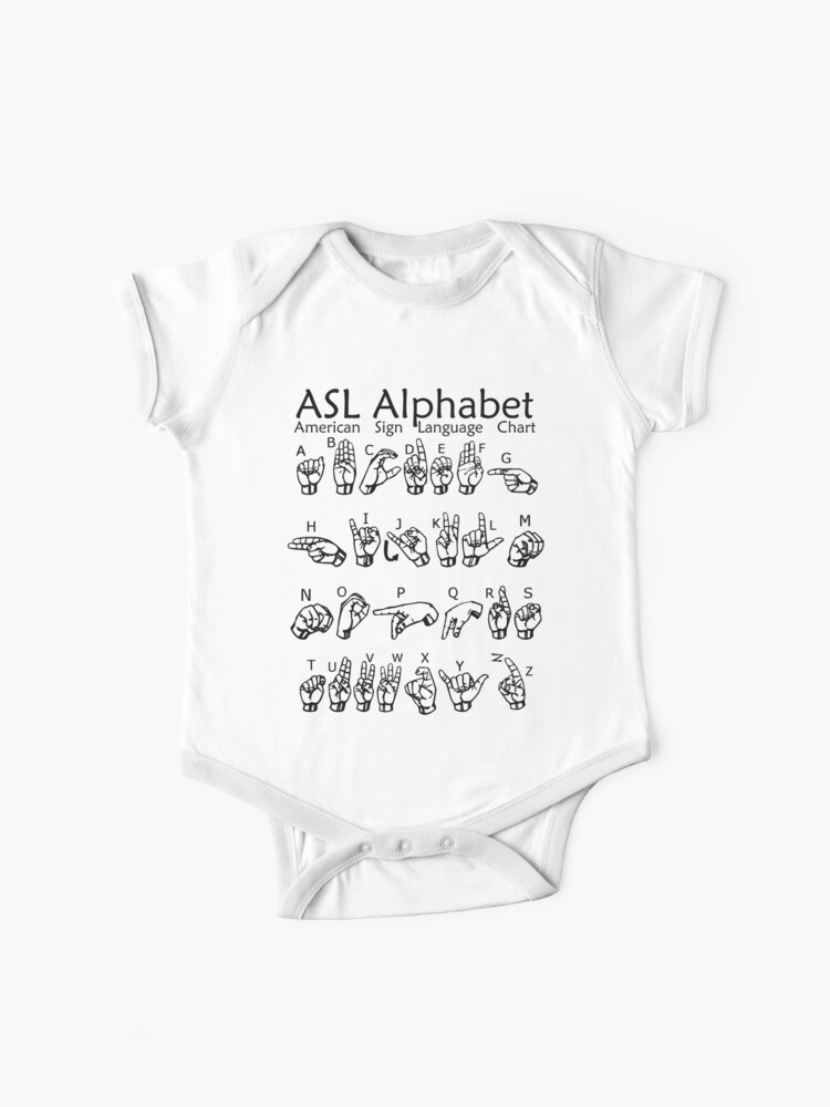 Baby Short Sleeve Onesie American Sign Langauge Alphabet