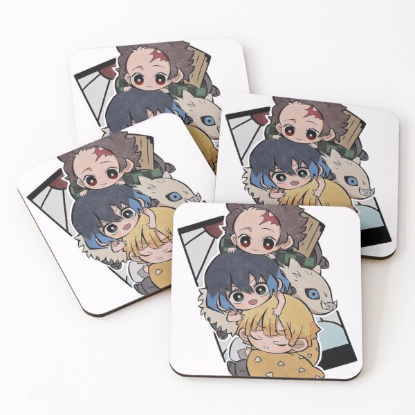 tanjiro, zenitsu, inosuke Coasters (Set of 4)