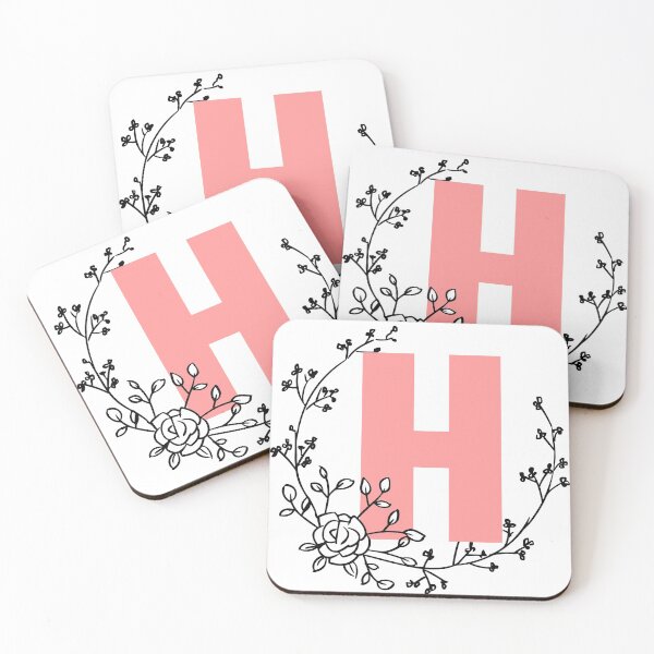 Item preview, H Letter Monogram Pink with Floral Wreath designed and sold by synthesizer.