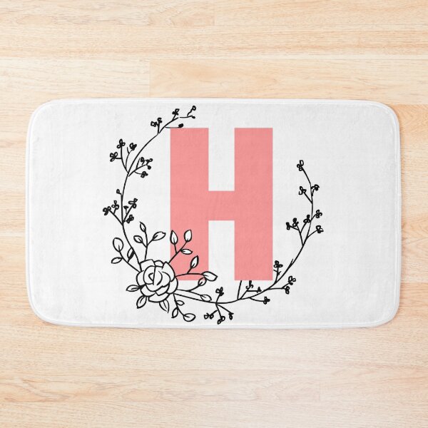 Item preview, H Letter Monogram Pink with Floral Wreath designed and sold by synthesizer.