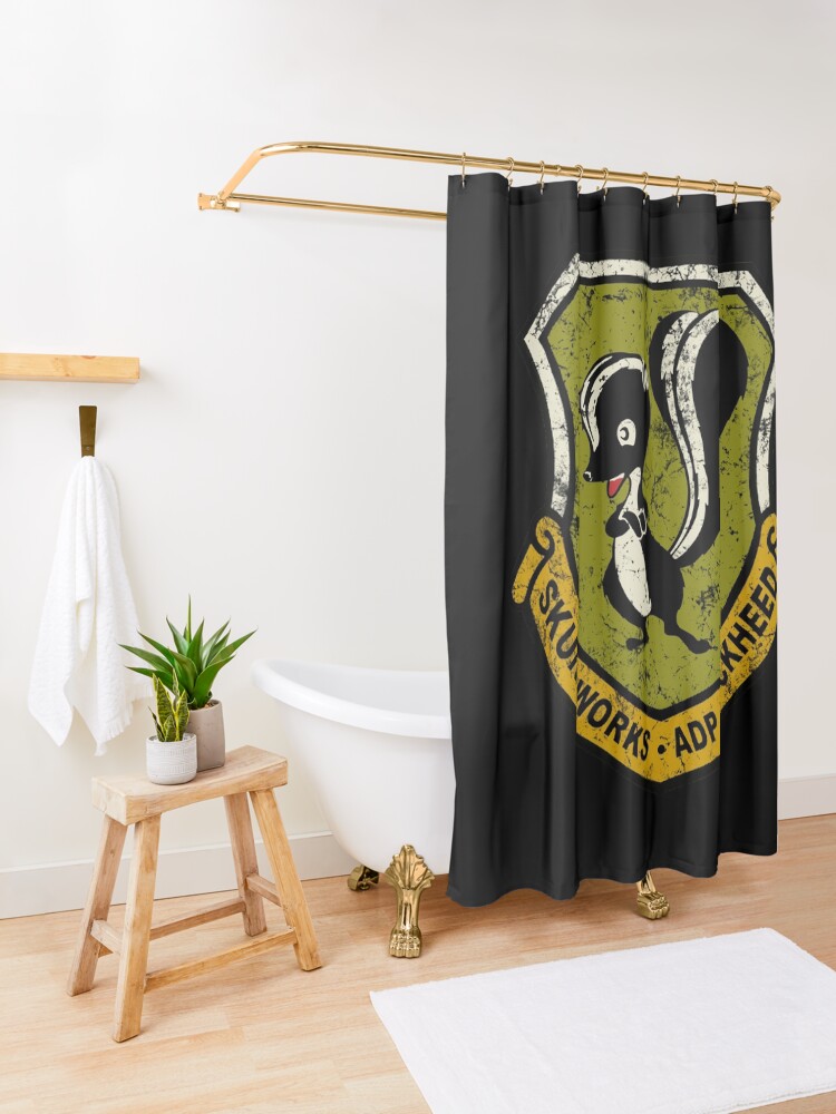 Alternate view of Lockheed Martin Skunk Works vintage logo Shower Curtain