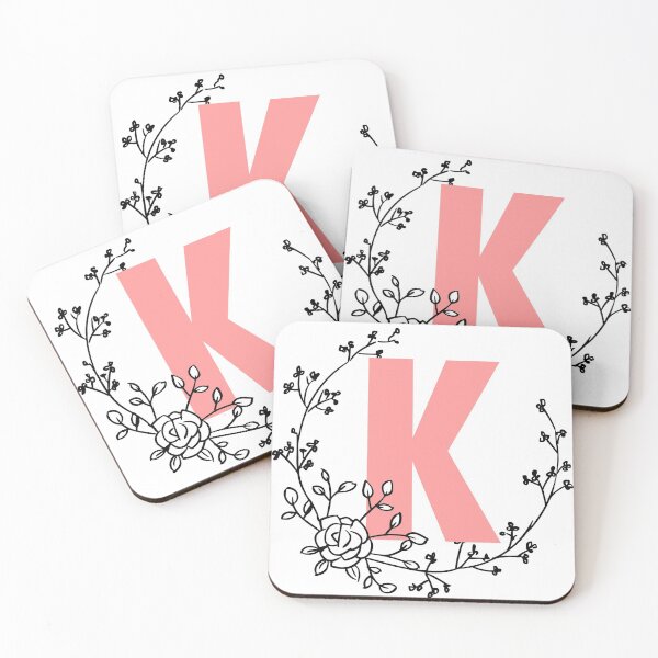 Item preview, K Letter Monogram Pink with Floral Wreath designed and sold by synthesizer.