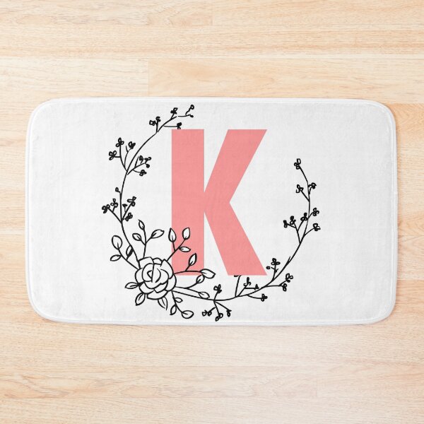 Item preview, K Letter Monogram Pink with Floral Wreath designed and sold by synthesizer.