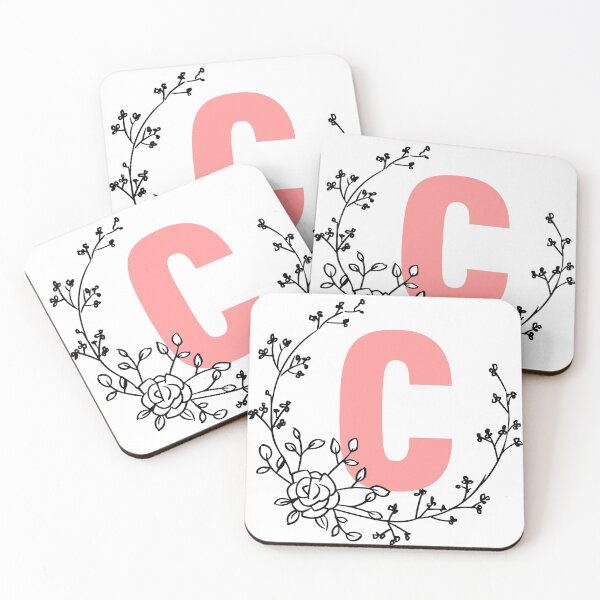 Item preview, C Letter Monogram Pink with Floral Wreath designed and sold by synthesizer.