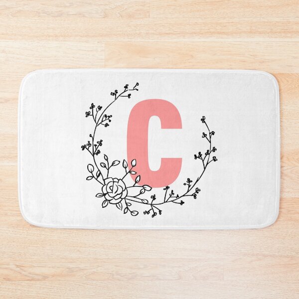 Item preview, C Letter Monogram Pink with Floral Wreath designed and sold by synthesizer.