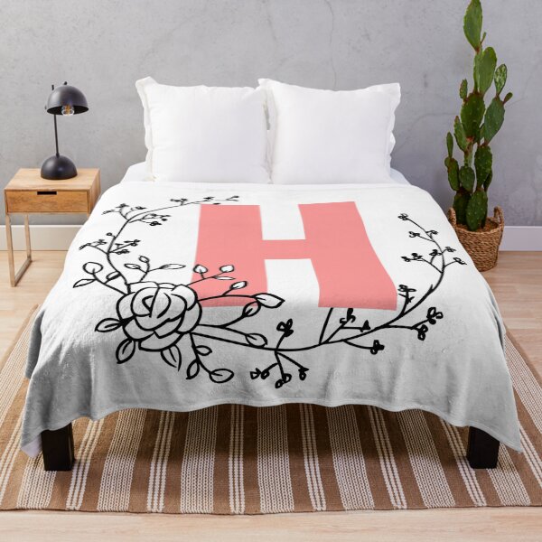Item preview, H Letter Monogram Pink with Floral Wreath designed and sold by synthesizer.