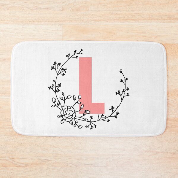 Item preview, L Letter Monogram Pink with Floral Wreath designed and sold by synthesizer.