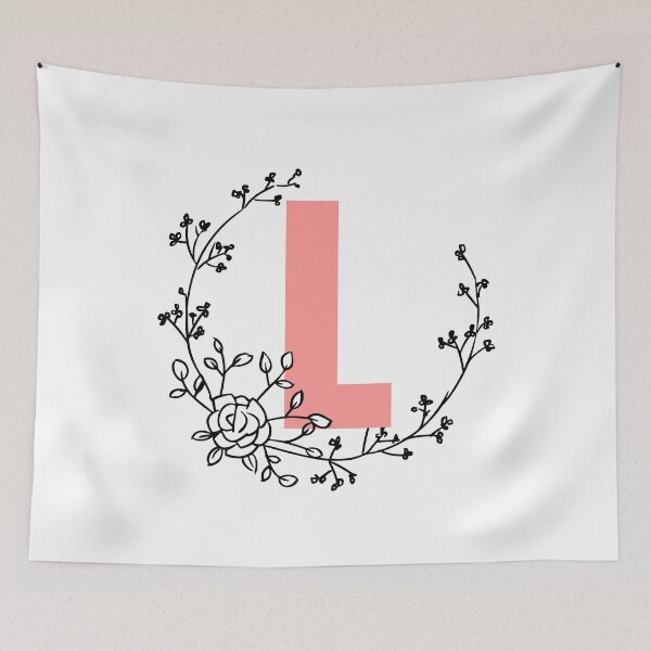 Item preview, L Letter Monogram Pink with Floral Wreath designed and sold by synthesizer.