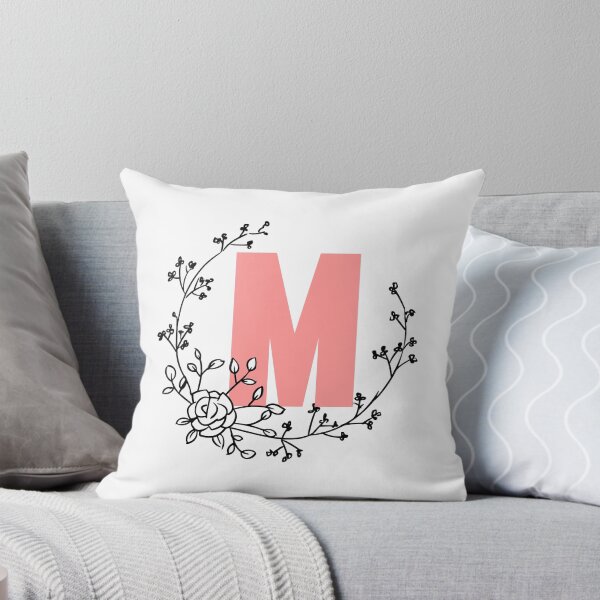 Item preview, M Letter Monogram Pink with Floral Wreath designed and sold by synthesizer.