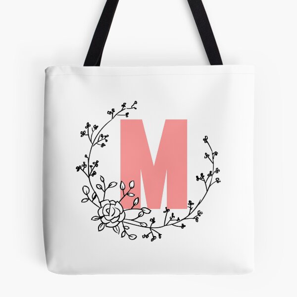 Item preview, M Letter Monogram Pink with Floral Wreath designed and sold by synthesizer.