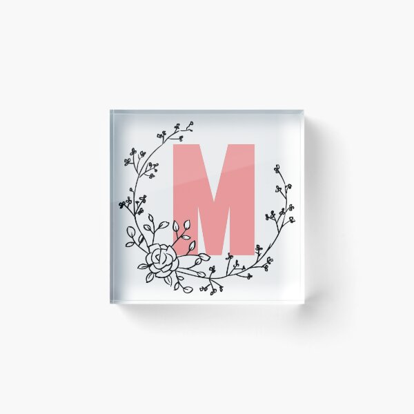 Item preview, M Letter Monogram Pink with Floral Wreath designed and sold by synthesizer.