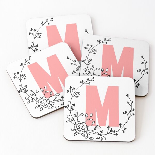 Item preview, M Letter Monogram Pink with Floral Wreath designed and sold by synthesizer.