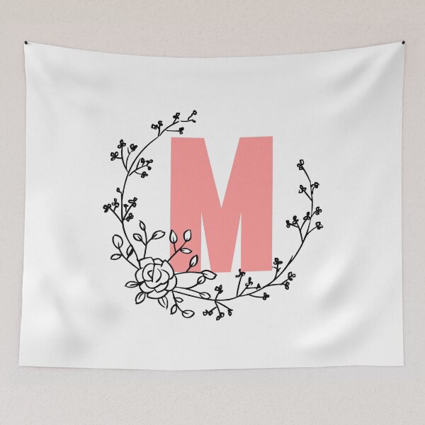 Item preview, M Letter Monogram Pink with Floral Wreath designed and sold by synthesizer.