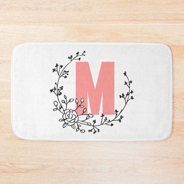Item preview, M Letter Monogram Pink with Floral Wreath designed and sold by synthesizer.