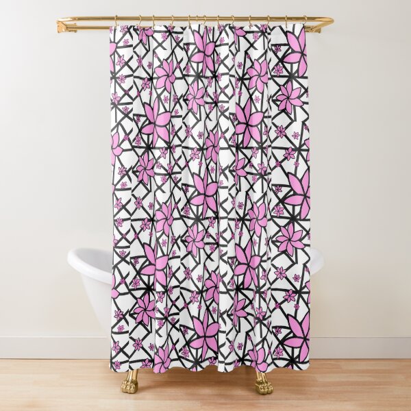 Pink Lattice Flower Shower Curtain