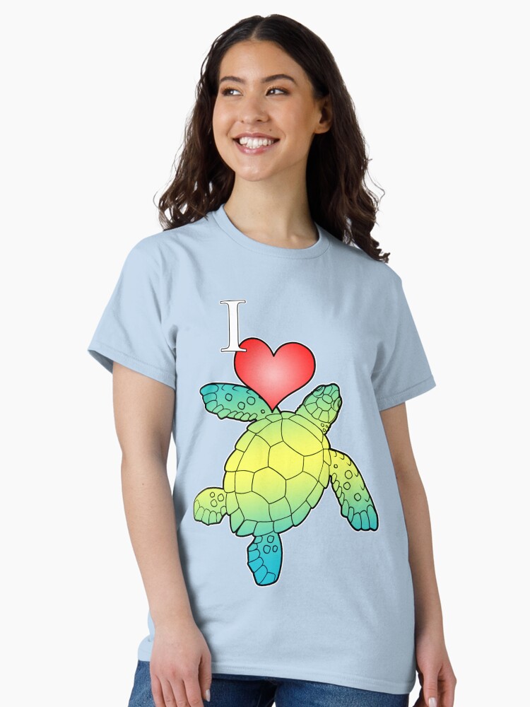 Thumbnail 2 of 7, Classic T-Shirt, I Love Sea Turtles designed and sold by cybercat.