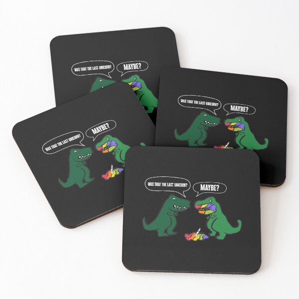 Item preview, Was That The Last Unicorn? Maybe? Funny Dinosaur print designed and sold by NoveltyMerch.