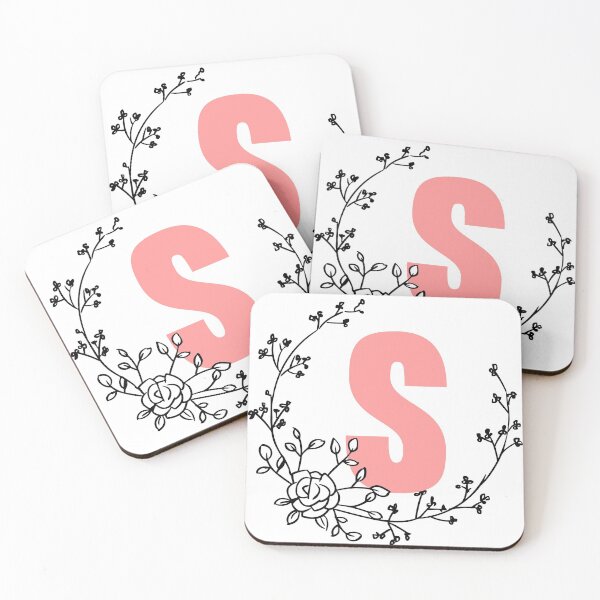 Item preview, S Letter Monogram Pink with Floral Wreath designed and sold by synthesizer.
