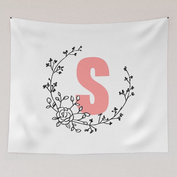 Item preview, S Letter Monogram Pink with Floral Wreath designed and sold by synthesizer.