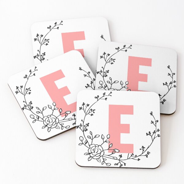 Item preview, E Letter Monogram Pink with Floral Wreath designed and sold by synthesizer.