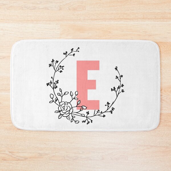 Item preview, E Letter Monogram Pink with Floral Wreath designed and sold by synthesizer.
