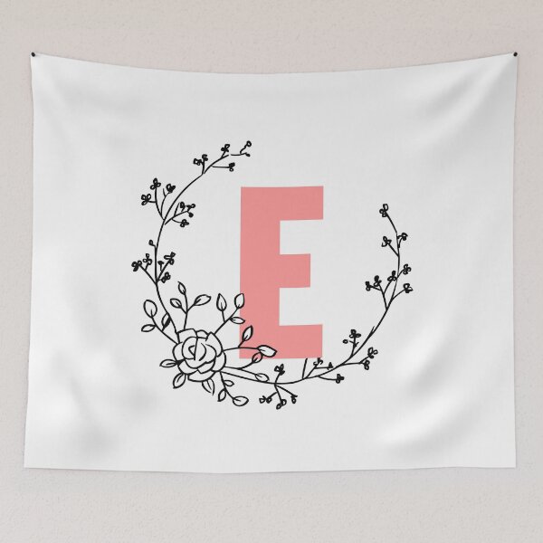 Item preview, E Letter Monogram Pink with Floral Wreath designed and sold by synthesizer.