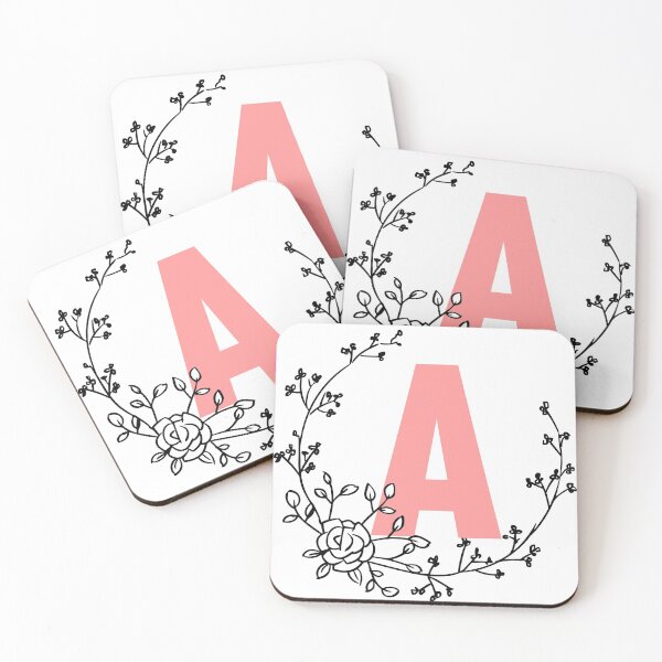 Item preview, A Letter Monogram Pink with Floral Wreath designed and sold by synthesizer.