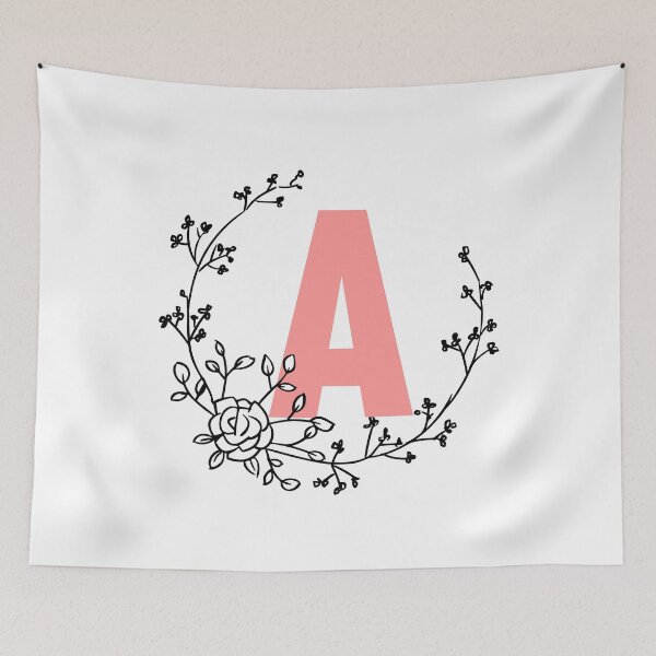Item preview, A Letter Monogram Pink with Floral Wreath designed and sold by synthesizer.